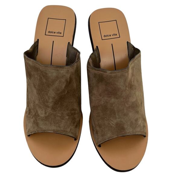 Dolce Vita Alba Olive Suede Open Toe Mules with Jute Woven Heel 9 - Picture 4 of 7